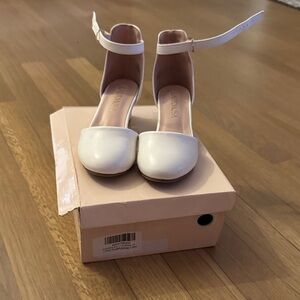 Girls Elegant White Ankle Strap Heels